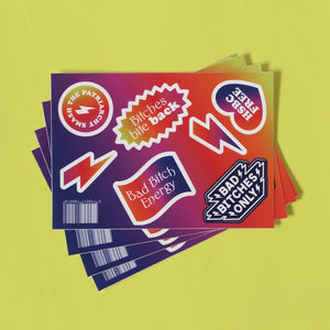 Stickers autocollants Bad Bitches Only "Bitches bite back" "Bad Bitch Energy" "HSBC FREE" "Smash the patriarchy"